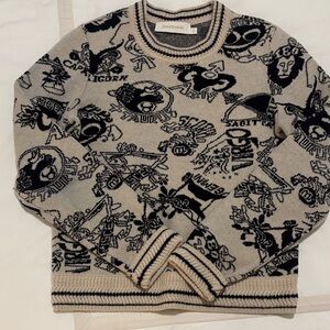 Zimmermann Beige and Black Zodiac Intarsia Crewneck Sweater